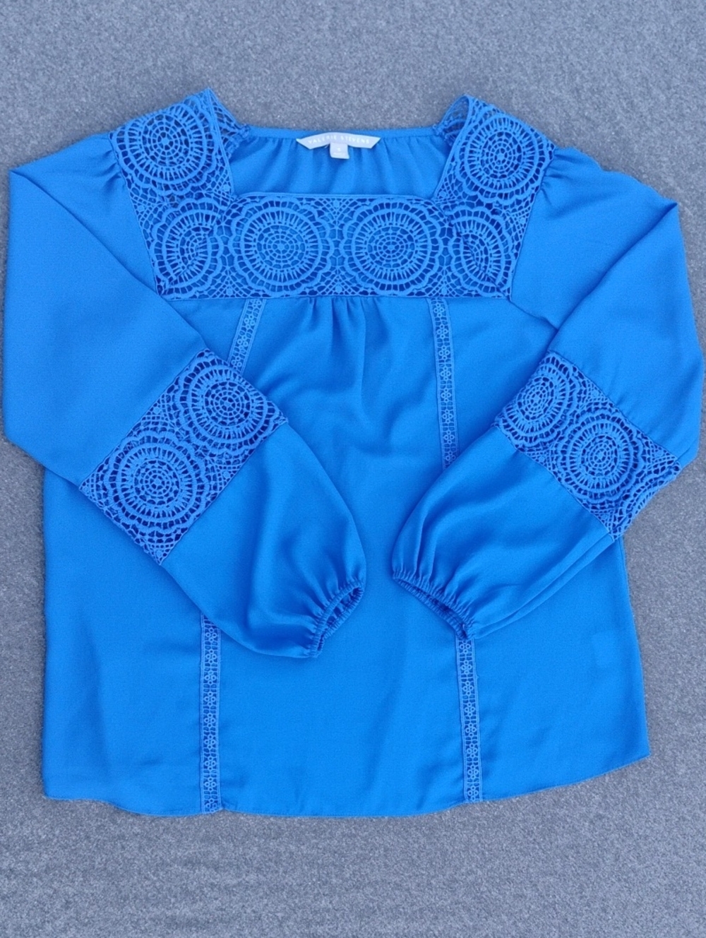 Valerie Stevens Royal Blue Crochet-Detail Peasant Blouse